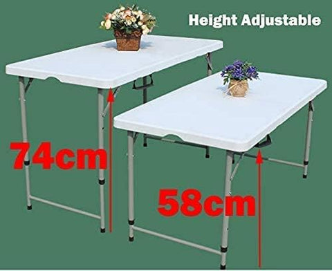Olmecs Portable Plastic Folding Table SZK180/120 Wood Design 120 * 60cm for 4 person (white1)