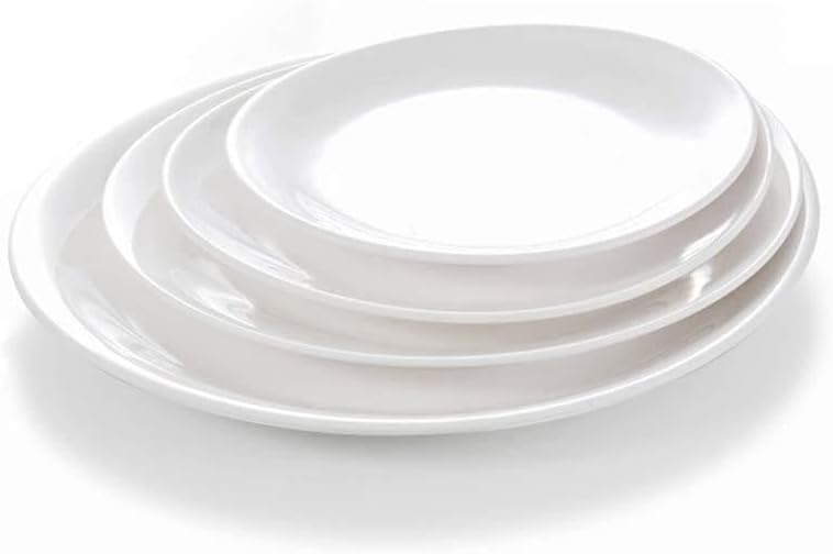 Olmecs Unbreakable A5 Melamine Food Plate Dish Saucer - 18Cms White 60Pc / Pack