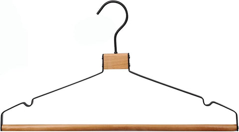 Willow 10Pc Pack High Grade Metal hangers - Wooden Heavy Duty Hangers for Clothes Durable Wire coat hangers