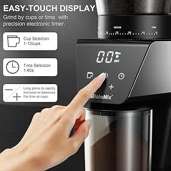 Electric Coffee Grinder for Espresso Coffee and Manual Coffee Brewing up to 12 cups, Grind Size from Espresso to Cold Brew
