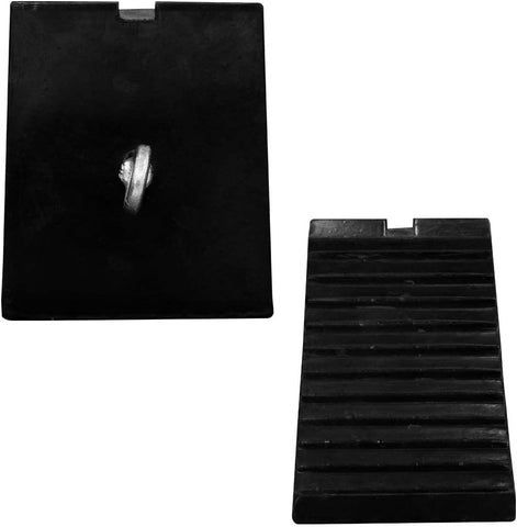 Olmecs Heavy Duty Rubber Wheel Chocks – Anti-Slip Stair Design with Metal Handle – Vehicle Tire Stoppers for Truck, Trailer, RV, Caravan – 2PCS
