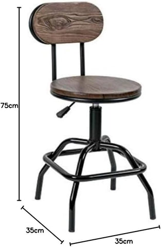 Olmecs Rustic Modern Farmhouse Steel Metal Wood Adjustable Dining High Chair/Bar Stool
