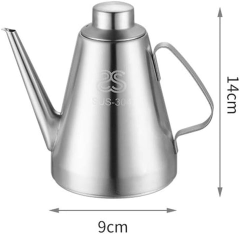 Stainless Steel Oil Can Vinegar Pot Bottle (500ML Small Size 14CM)