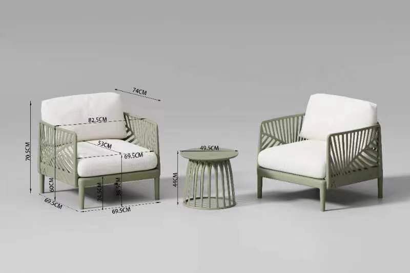 Olmecs Set of 3 Pieces Green Patio Sofa Bundle with Tea Table