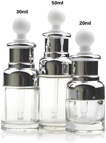 Willow Luxury Clear Glass Dropper Bottles - Thick 2oz (30ml) Leakproof Eye Dropper Bottles for Essential Oils, Eye Dropper (Silver) (12Pc Pack)