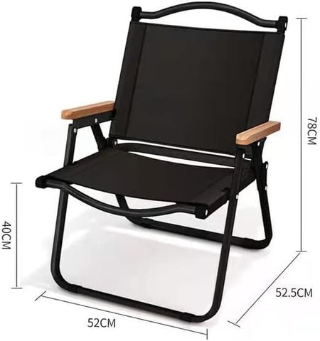 Foldable Camping Chair with Cup Holder Black, Outdoor Portable Foldable Chair