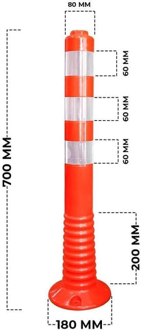 Olmecs Portable Traffic Delineator Post 70 CM with Threaded Socket Reflective Traffic Safety Post Unbreakable Delineator Post for Work Area Protection, Child Safety, Emergency, Roadside Safety (1 Pc)