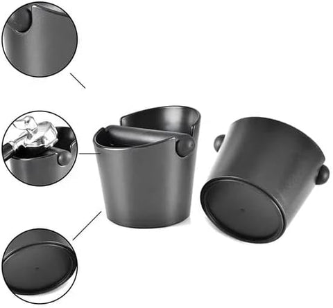 Olmecs Big Coffee Knock Box Shock-Absorbent Durable Barista Style With Removable Knock Bar and Non-Slip Base (Black)