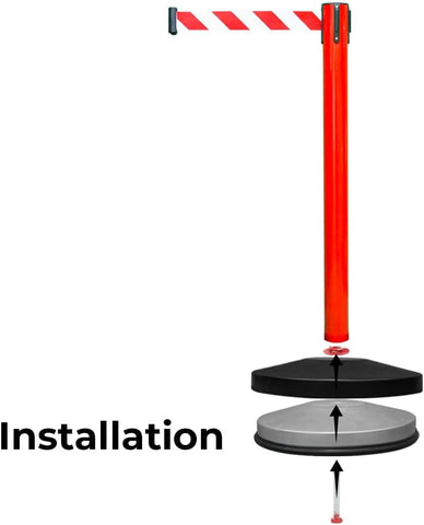 Olmecs 4 Way Connecting Queue Barrier - Red | Retractable Stanchions with 2 Meter Nylon Belt | Durable Crowd Control for Queue Management, Events
