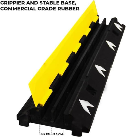 Olmecs Cable Protector 2-Channel | Heavy-Duty Pedestrian Cable Ramp with Reflector (2Pcs)