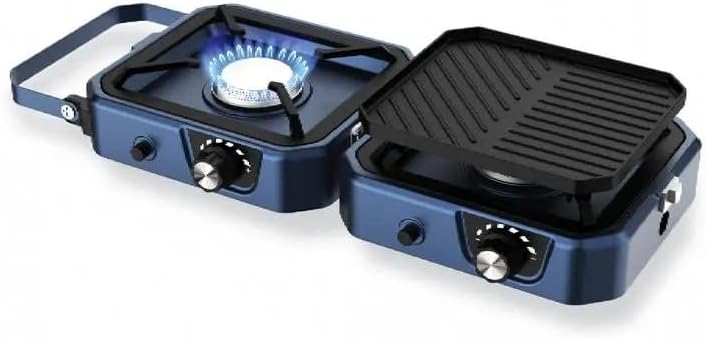 Portable Foldable Camping Gas Stove with Grill Two Adjustable Burners 16000 BTU