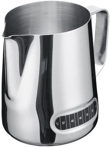 Olmecs 550ml Milk Frother Stainless Steel Jug with temprature lable Steaming Pitcher for Milk, Coffee, Cappuccino,