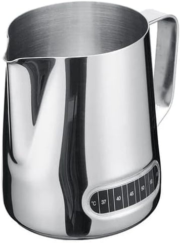 Olmecs 550ml Milk Frother Stainless Steel Jug with temprature lable Steaming Pitcher for Milk, Coffee, Cappuccino,
