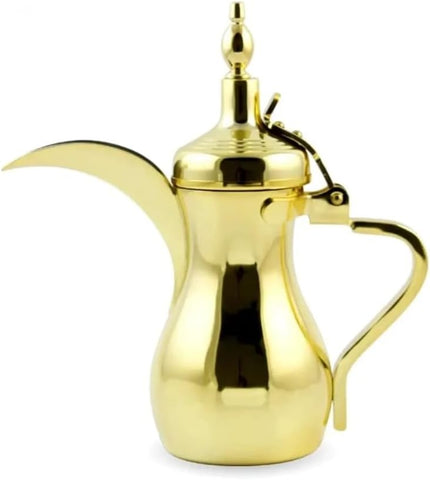 Stainless Steel Arabic Coffee Pot 12 Oz, Durable Coffee Maker for Kitchen, Outdoor, Camping, Backpacking, Stovetop safe (Gold)