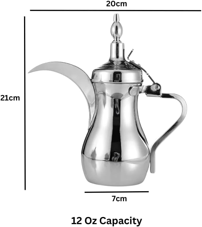 Liying Stainless Steel Arabic Coffee Pot 12 oz, Stovetop safe (Silver)…