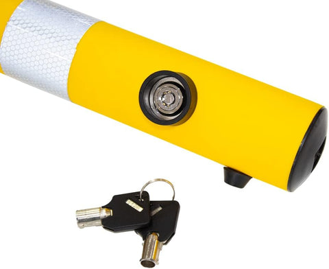 Olmecs Reflective 650MM Parking Barrier | Easy Operate Anti Manual Lock Yellow | Plastic Anti Parking Bollard | Parking Barrier Post with Key Lock (1 Pc)