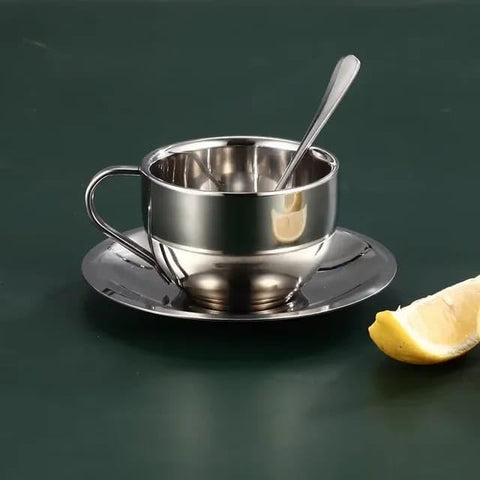 Liying 2Pcs Insulated Espresso Cup Stainless Steel Coffee Mugs Set (180ml)