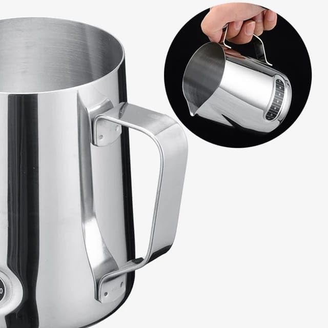 Olmecs 550ml Milk Frother Stainless Steel Jug with temprature lable Steaming Pitcher for Milk, Coffee, Cappuccino,