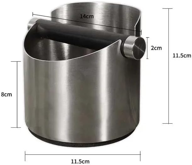 Liying Stainless Steel Espresso Knock Box (Round) Container Waste Bin Coffee Tools for Barista and Non-slip Base (Silver)