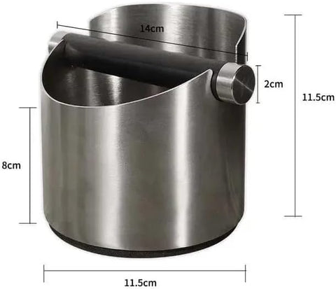 Liying Stainless Steel Espresso Knock Box (Round) Container Waste Bin Coffee Tools for Barista and Non-slip Base (Silver)