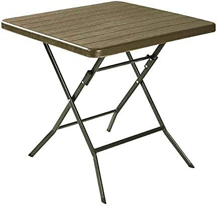 Olmecs Portable Plastic Folding Table Wood Design 62x62cm for 2-4 person (brown4)