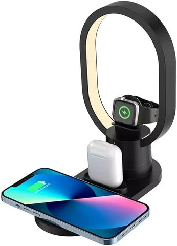15W Magnetic 4 In 1 Wireless Charger Stand Bedside Night Light Compatible With Smart Phones Eye Protection Night Lamp Charger.