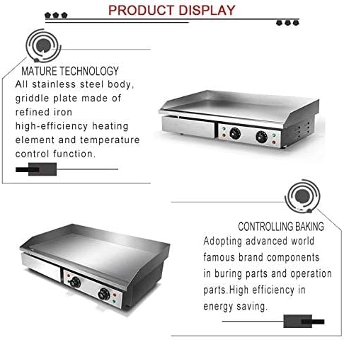 Olmecs 820 Easy Operating BBQ Griddle Full Flat Smooth Plate Electric Grill