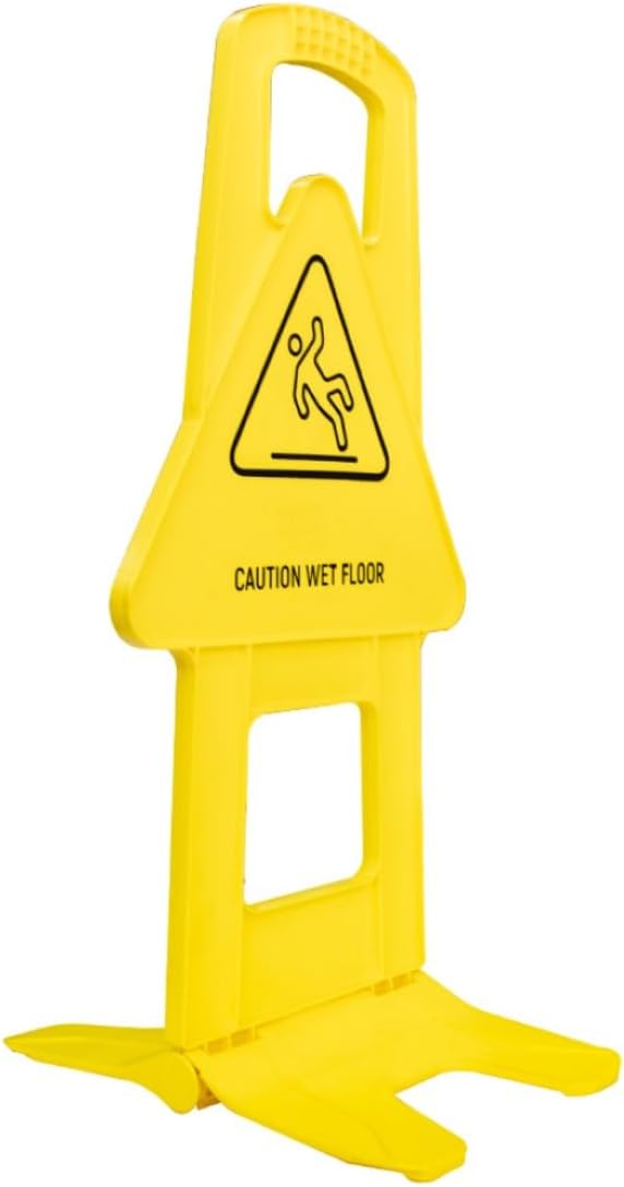 Olmecs Caution Wet Floor Sign - Yellow | Portable Cleaning In Progress Floor Sign
