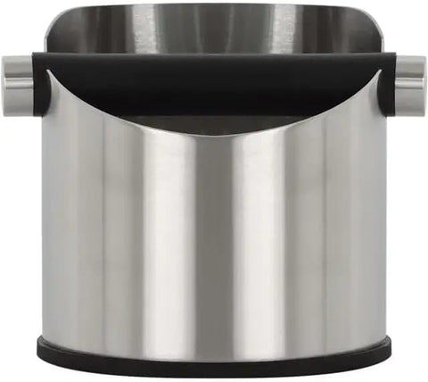 Liying Stainless Steel Espresso Knock Box (Round) Container Waste Bin Coffee Tools for Barista and Non-slip Base (Silver)