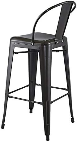 Olmecs Modern Light Weight Industrial Metal Barstools 4 Leg (Matt Black)