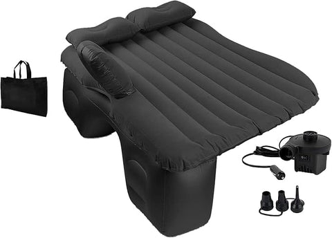 Luxury Inflatable Car Air Mattress with Back Seat Support & Pump Black – Ideal for Road Trips, Camping, and Travel