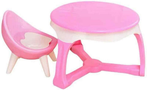 Olmecs Kids Nursery Dining Set Environmentally Plastic for 1-5 years old Child Baby Blue 1 table + 1 chair