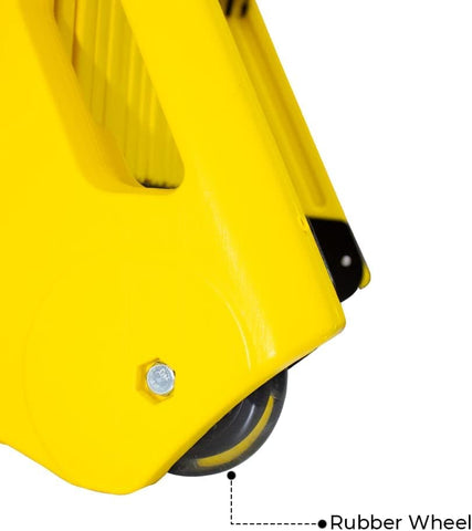 Olmecs 4 Meter Expandable Folding Plastic Barrier – Yellow | Retractable Safety Barricade with Wheels & Handle | Portable Crowd Control Fence