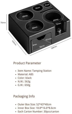 Olmecs Espresso tamping station, 7in1 Espresso Organizer Box Fit for 51,54,58MM Espresso Tamper