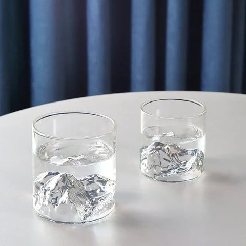 Liying 3Pcs Mountain Design Coffee Mug, 300ml Glass Cup