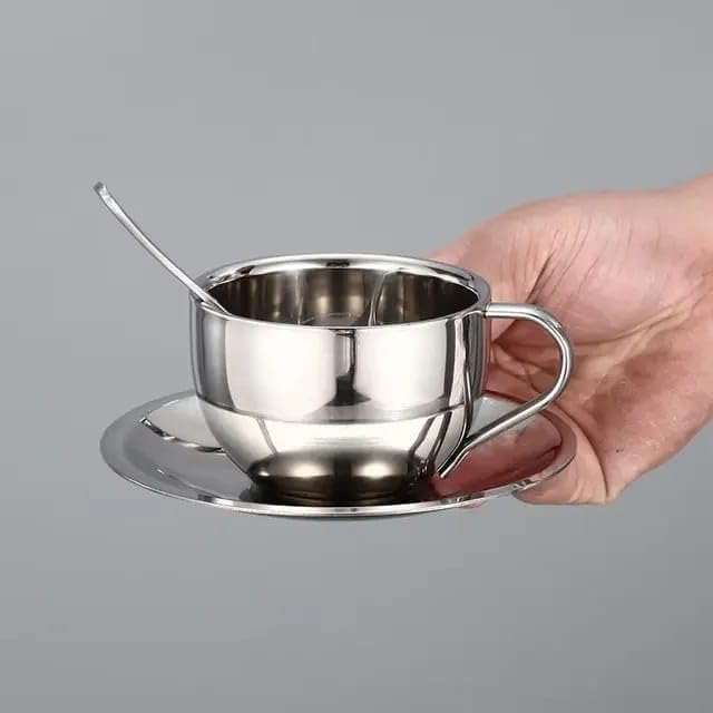 Liying 2Pcs Insulated Espresso Cup Stainless Steel Coffee Mugs Set (180ml)