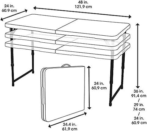Olmecs Portable Plastic Folding Table SZK180/120 Wood Design 120 * 60cm for 4 person (white1)