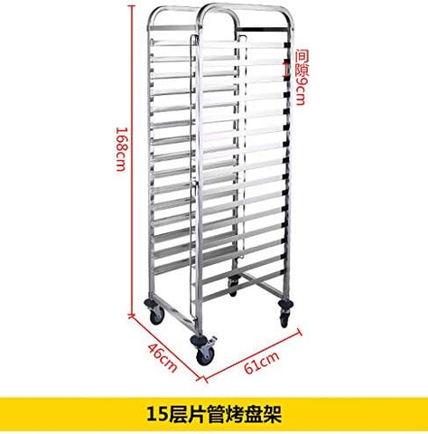 Olmecs Stainless steel Trolley 15 layers For Serving Bakery Bread Tray Food Cart Pan Rack Dish Service Trollley