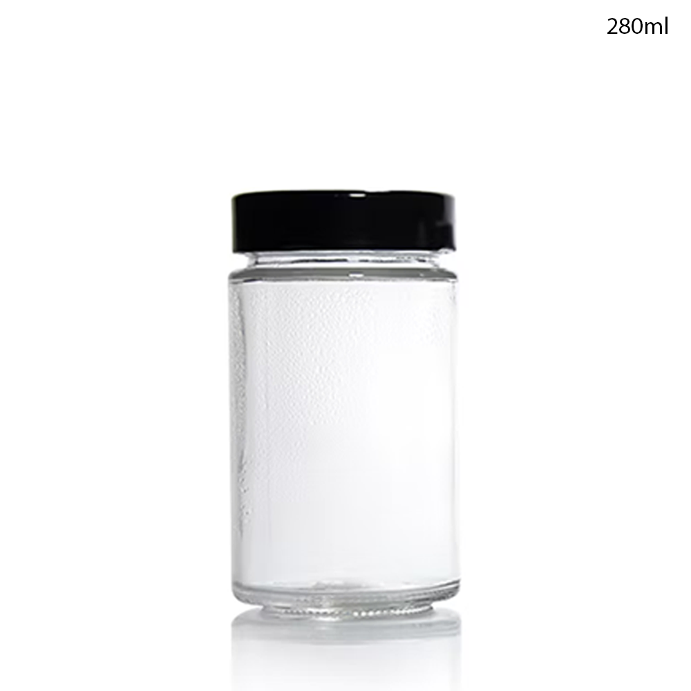 Glass Jar for Kitchen Storage with Air Tight Black Cap 220ml (60Pcs/Ctn)