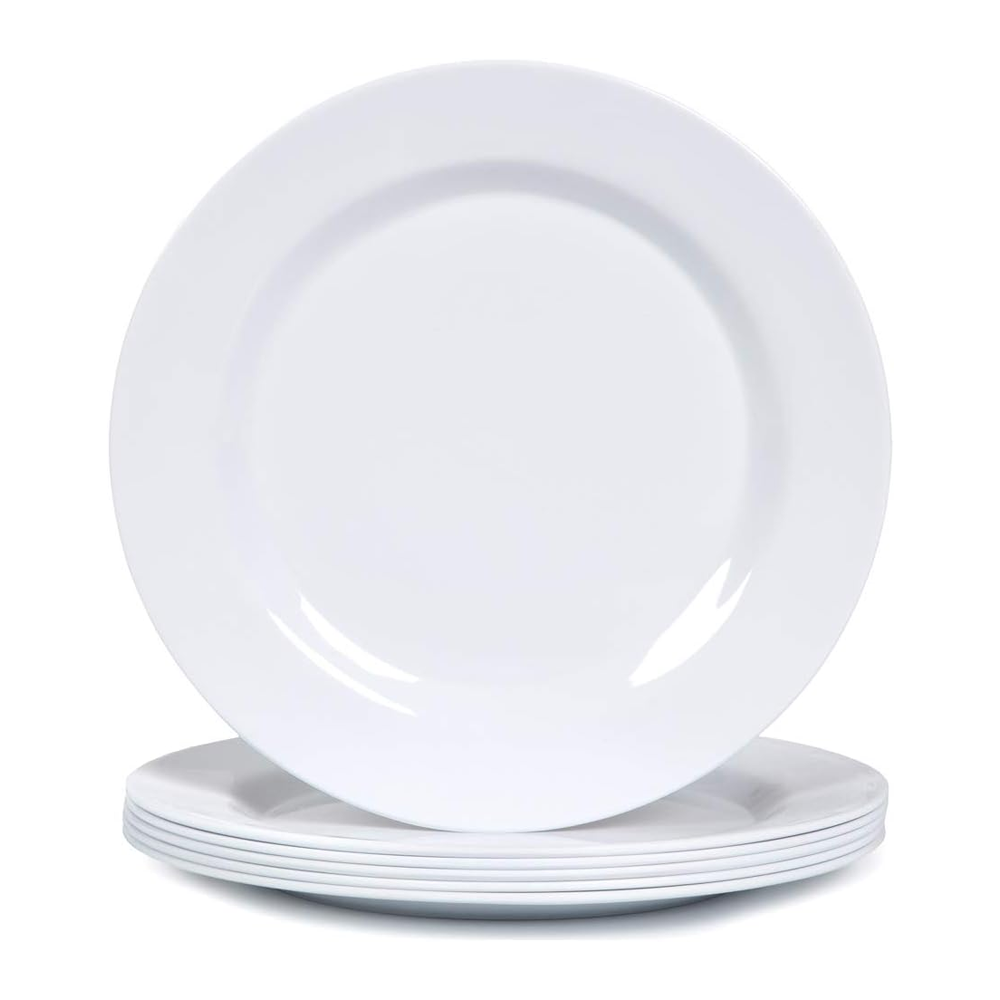 Olmecs Melamine Premium Dinner Plates Set - 29Cms White 12Pc / Pack