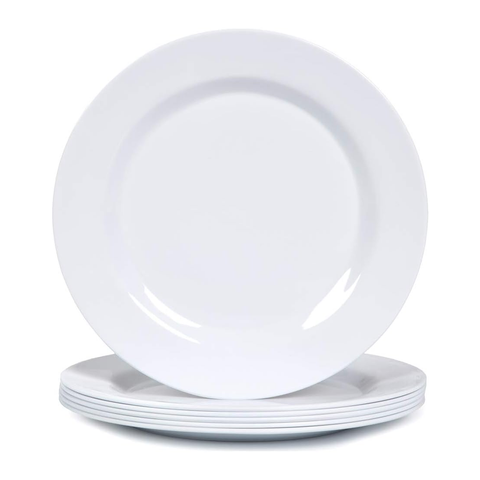 Olmecs Melamine Premium Dinner Plates Set - 29Cms White 12Pc / Pack