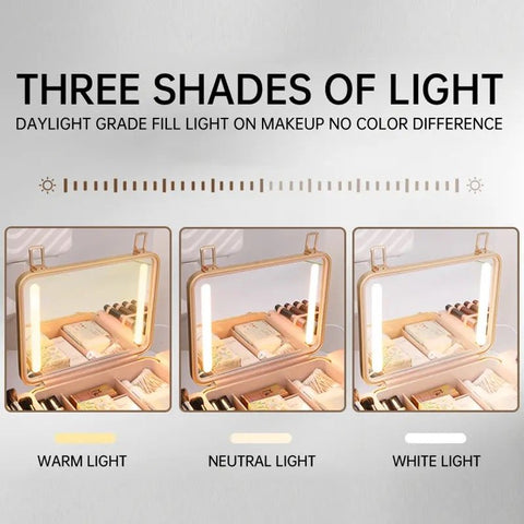 Travel Makeup Train Cases with Lighted Mirror 3 Color Setting