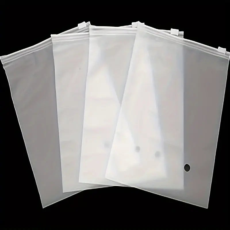 50pcs Frosted Zipper Garment Bags, Waterproof Plastic Storage Pouches for Clothes, T-Shirts