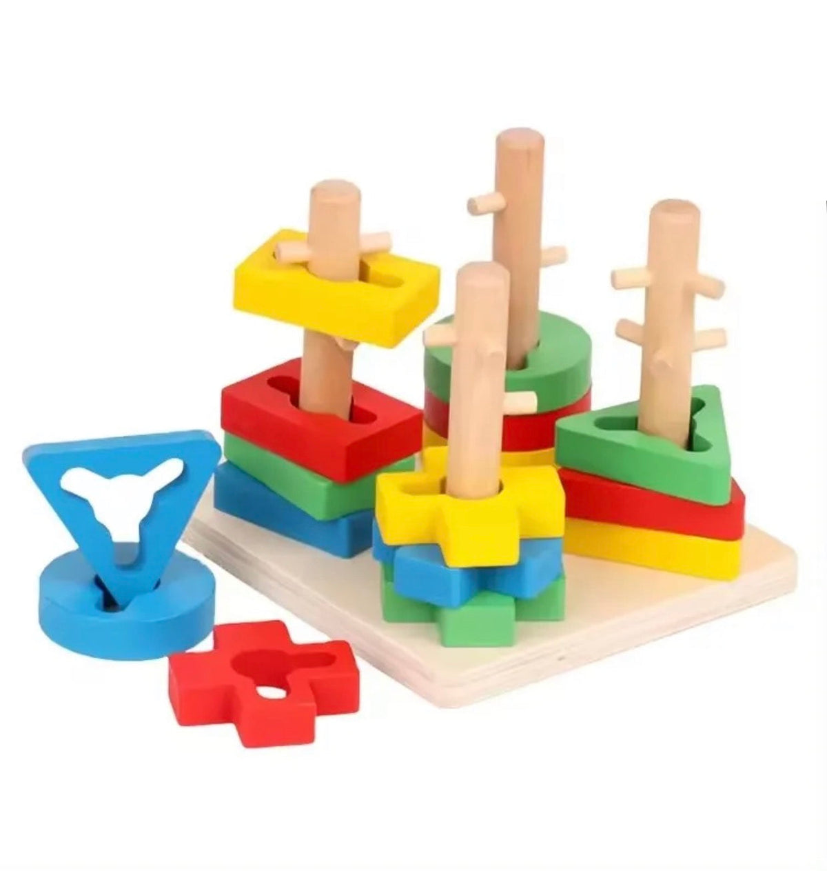 Four Sleeve Columns Wooden Puzzle