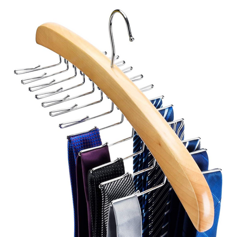 Willow Wooden Tie Rack Hangers Rotating Twirl 24 Tie Organizer Rack Hanger Holder Hook