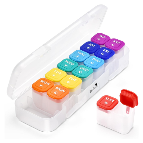 Fullicon Moisture-Proof Pill Boxes 7 Day 2 Times a Day
