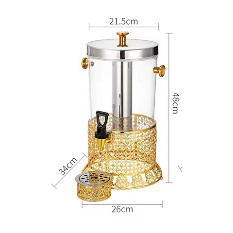 Luxury Commercial Catering Equipment 8L Gold Stainless Steel Plastic Beverage Dispenser Portable Cold Juice Dispenser