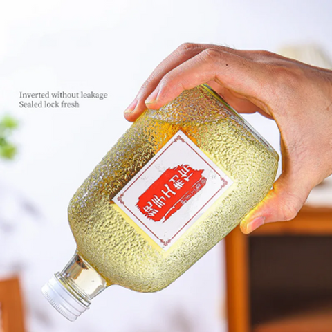 Willow Food Grade Clear Embossing Empty Flat Glass Fruit Wine Bottle Beverage Bottle