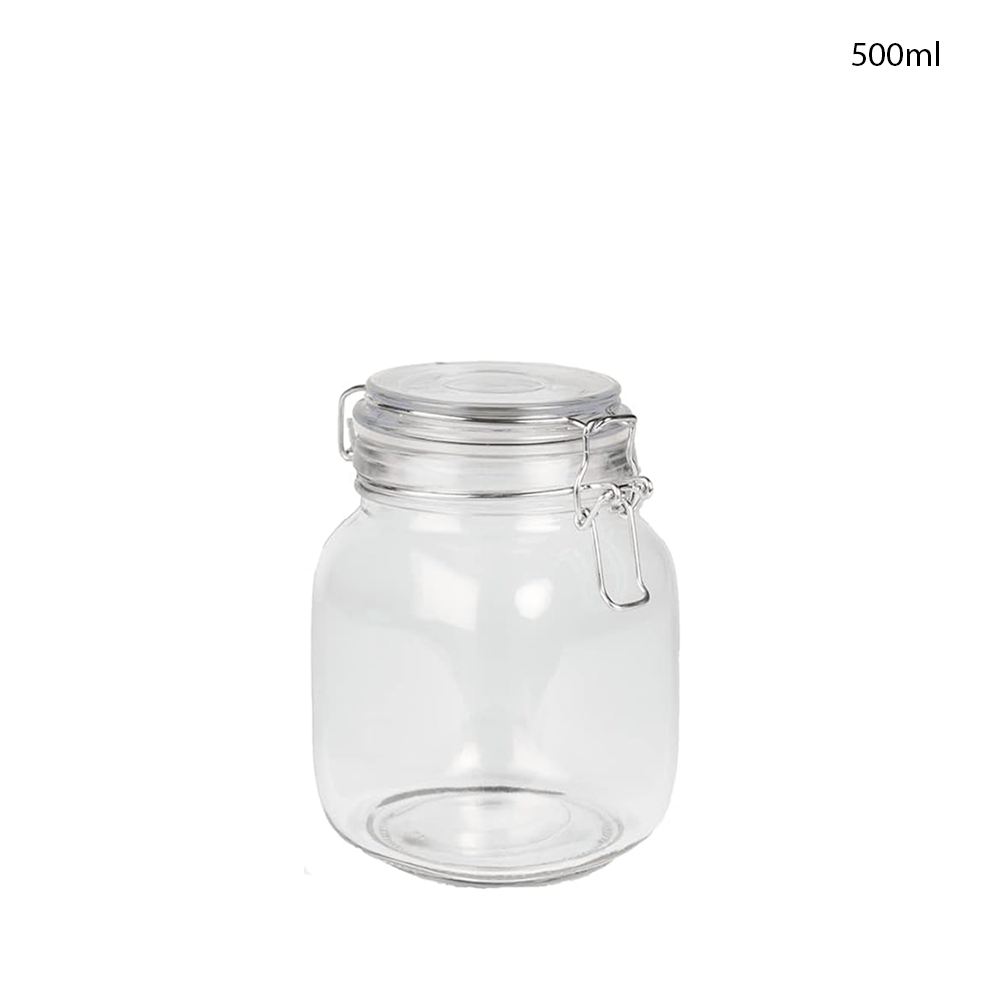 Willow Clip Top Glass Jars Perfect for Dry Food, Coffee Beans & Tea Bags 500ML (24Pc/Ctn)