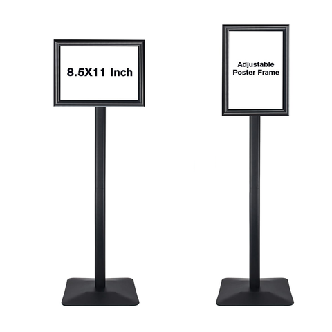 Heavy Duty Pedestal Floor Signage Stand Holder, for Outdoor or Indoor Advertising (8.5 x 11, Black)